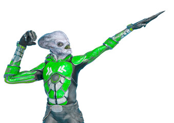 Wall Mural - official alien on a sci-fi outfit nice pose in a white background