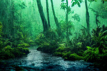 Rainy Jungle Rainforest Illustration