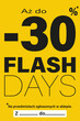 kartka lub baner na dni flash do 30% zniżki na przedmioty oznaczone w sklepie na czarno wszystko na żółtym tle