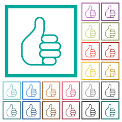 Wall Mural - Left handed thumbs up outline flat round icons