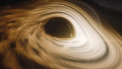 Wall Mural - Cinematic animation of supermassive black hole. Accretion disk of matter on the event horizon of black hole. Space, light and time are distorted by strong gravity on the event horizon