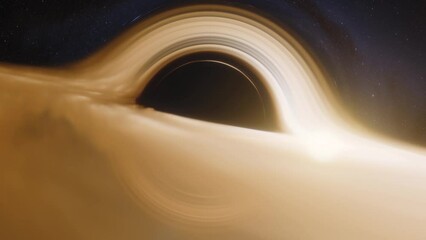 Wall Mural - Cinematic animation of supermassive black hole. Accretion disk of matter on the event horizon of black hole. Space, light and time are distorted by strong gravity on the event horizon