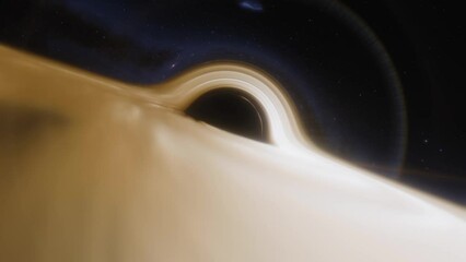 Wall Mural - Cinematic animation of supermassive black hole. Accretion disk of matter on the event horizon of black hole. Space, light and time are distorted by strong gravity on the event horizon