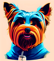 Bright illustration of a dog. Dog portrait. yorkshire terrier,yorkshire