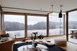 3d rendering illustration of interior with snow outside