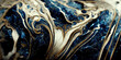 Leinwandbild Motiv Spectacular image of dark blue and white liquid ink churning together, with a realistic texture and great quality for abstract concept. Digital art 3D illustration.