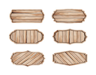 Aufkleber - Set of Wooden signboard isolated on white background