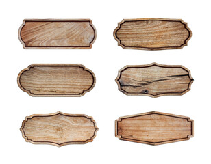 Aufkleber - Set of Wooden signboard isolated on white background