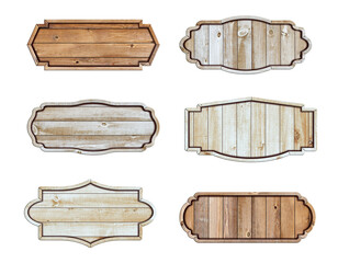 Aufkleber - Set of Wooden signboard isolated on white background