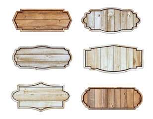 Aufkleber - Set of Wooden signboard isolated on white background
