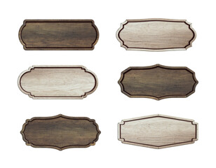 Aufkleber - Set of Wooden signboard isolated on white background