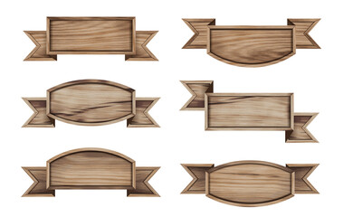 Aufkleber - Set of wood signs isolated on white background