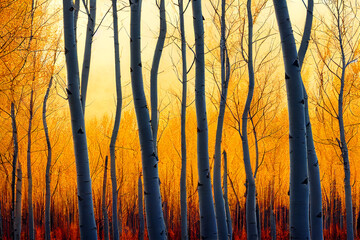 Wall Mural - Aspens in the fall illustration