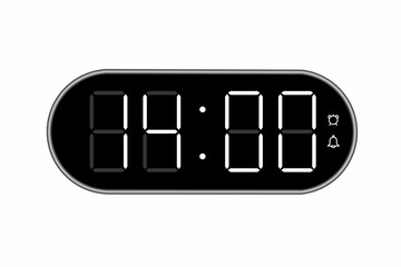 Wall Mural - Vector flat illustration of a digital clock displaying 14.00 . Illustration of alarm with digital number design. Clock icon for hour, watch, alarm signs.