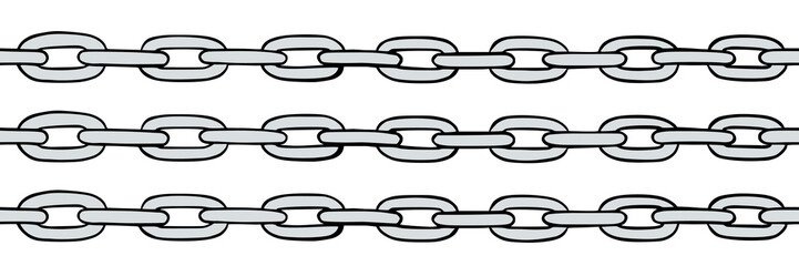 Wall Mural - silver chain seamless pattern. handdrawn sketch of metal chains. vector illustration isolated in whi