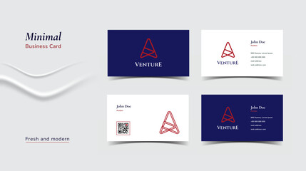 minimal blue business card design template
