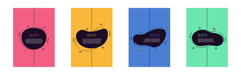 Wall Mural - set of modern organic shapes. quote and text frames on colorful background. fluid vector trendy elem