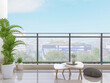 Leisure modern open balcony design, 3D rendering