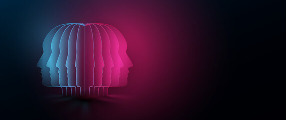 Aufkleber - Papercut layered human head. Colorful papercut. Psychology concept. Vector illustration