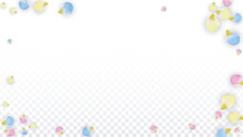 Vector Realistic Colorful Petals Falling On Transparent Background.  Spring Romantic Flowers Illustration. Flying Petals. Sakura Spa Design. Blossom Confetti. Design Elements For Wedding Decoration.