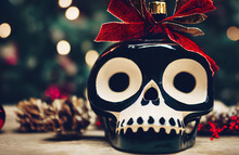 Cráneo Decorado Temática Navidad