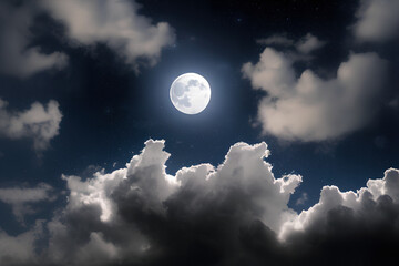 night sky with stars and full moon background