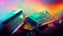 Holographic Gradient Background. Abstract Iridescent Crystal. Play Of Light Digital Illustration