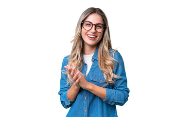 Young Uruguayan woman over isolated background laughing