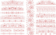 Christmas Dividers With Line Art Icons