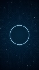 Wall Mural - motion graphic of blue circuit board with futuristic technology circle hud and data transfer on abst