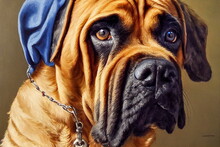 Dog Illustration For Postcards. Digital Art Style, Illustration Painting