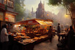 AI generated image of people enjoying street food in India 