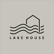 line art Lake or river House logo vector