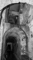 Inside the fortress Landro in the Dolomite Alps of South Tirol, an architectural remain of the border disputes between Austria and Italy