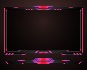Modern live stream overlay webcam video border frame template