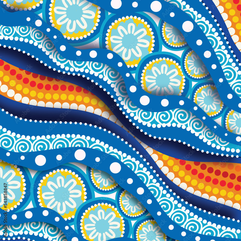Blue Aboriginal Style Of Dot Painting Stock Vector | Adobe Stock