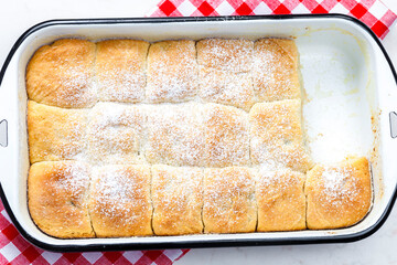 Wall Mural - traditional Czech stuffed buns in baking tray