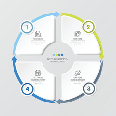 Basic circle infographic with 4 steps, process or options.