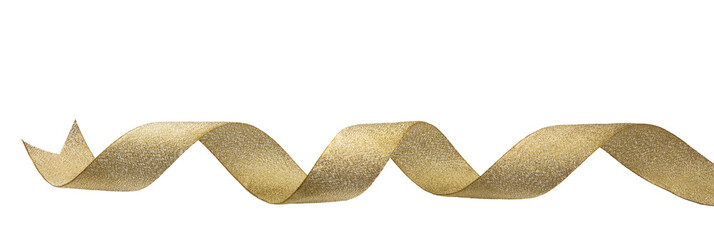 Wall Mural - gold ribbon isolated transparent background, png, christmas decoration, gifts.