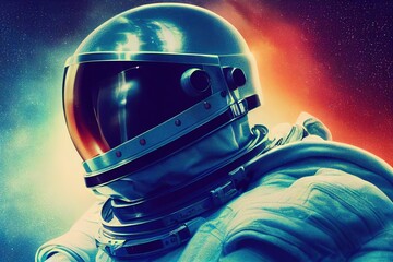 Wall Mural - In the vast expanse of space man in an astronaut suit. 3D illustration