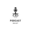 Podcast root logo design template flat vector