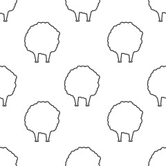 Wall Mural - Seamless pattern with outline sheep on white background. Animal print for wallpaper and bed linen.