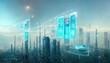Smart city technology with futuristic graphic of digital data transfer. Smart city, Internet of things, smart life, information technology. 3D illustration