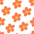 © Александра Симкина - seamless pattern with vintage vector groovy flowers. modern elements. stylized flowers orange silhouettes on a white background. surface design, textile, stationery, wrapping paper and covers