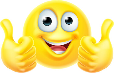 Thumbs Up Emoticon Emoji Face Cartoon Icon