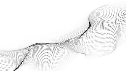 Futuristic moving white wave. Digital background with moving particles. Big data visualization. Vector illustration.