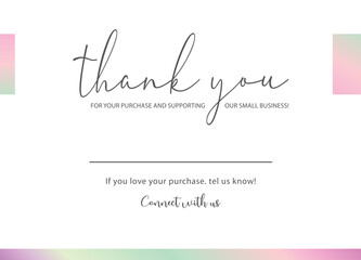 Thank You Card. Simple thank you card, thank you for your order card design for online business, ready to print file, easy to editable version.