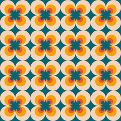 Wall Mural - 70s retro groove pattern with circles. Vintage geometrical pattern. Vector illustration