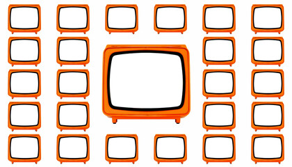 Wall Mural - Retro old Space Age Orange TV isolated