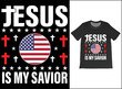 Official American Flag Jesus Is My Savior Camping Is My Therapy T-shirt. Funny Jesus Is My Savior Camping Is My Therapy USA Flag T-Shirt Vector Design.